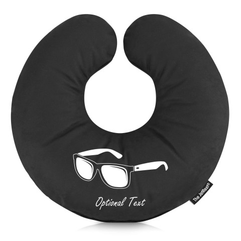 (25cm) (Sunglasses Icon) Black Soft Velvet Polyester Fabric (Personalised with Text)
