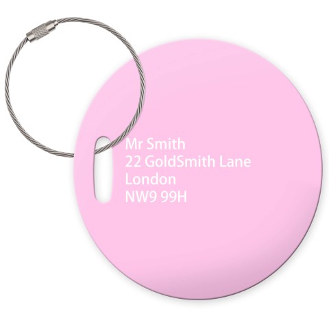 (10cm Circle) Baby Pink with Metal Loop (Personalised with Text)