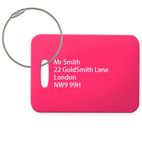 (10cm x 7cm) Hot Pink (Fuchsia) with Metal Loop (Personalised with Text)
