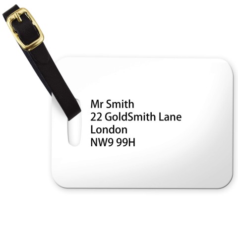 (10cm x 7cm) White with Leather Strap (Personalised with Text)