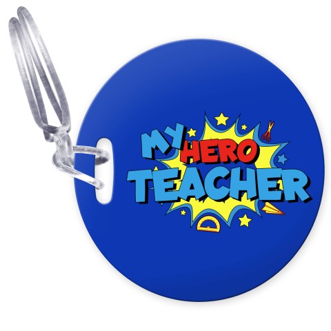 (10cm Circle) (Teacher) with Clear Loop (Personalised with Text)