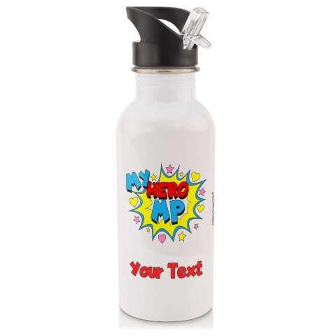 in White (600ml) with Drinking Straw (MP) (Personalised with Text)