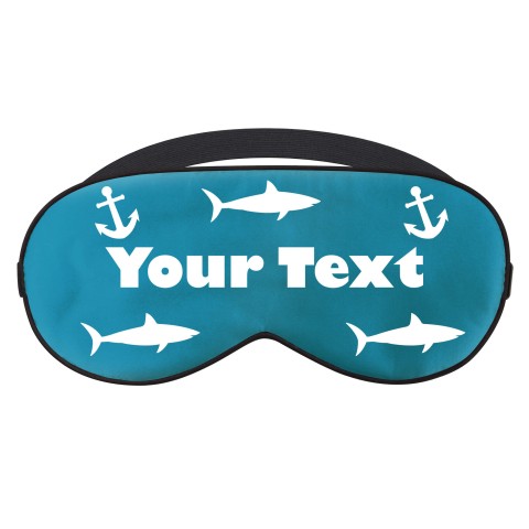 - Peacock Blue with Sharks and Anchor Print (Personalised with Text)