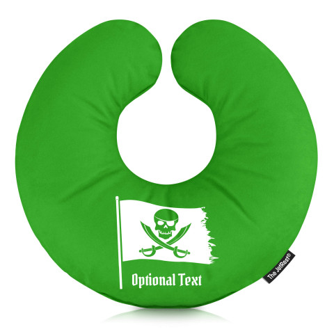 (30cm) with Pirate Flag Icon - Bright Green Mock Suede Polyester Fabric (Personalised with Text)