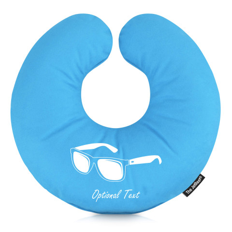(30cm) with Sunglasses Icons - Sky Blue Mock Suede Polyester Fabric (Personalised with Text)