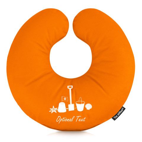(30cm) with Bucket & Spade Icons - Orange Mock Suede Polyester Fabric (Personalised with Text)