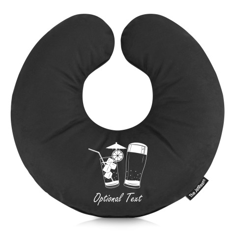 (30cm) with Drinks Icons - Black Mock Suede Polyester Fabric (Personalised with Text)