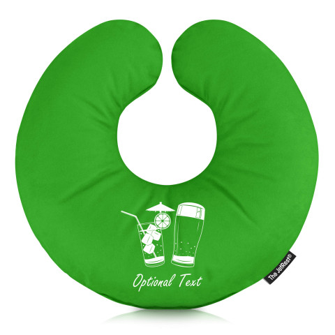 (30cm) with Drinks Icons - Bright Green Mock Suede Polyester Fabric (Personalised with Text)