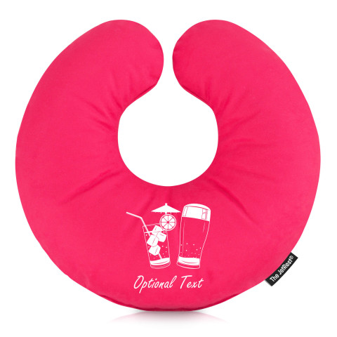 (30cm) with Drinks Icons - Fuchsia Pink Mock Suede Polyester Fabric (Personalised with Text)