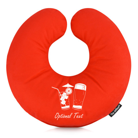 (30cm) with Drinks Icons - Red Mock Suede Polyester Fabric (Personalised with Text)