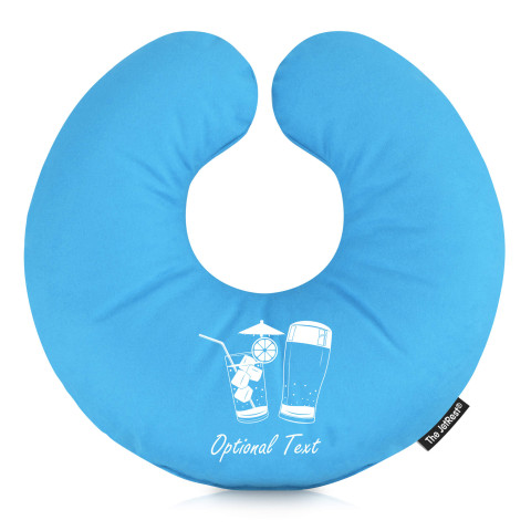 (30cm) with Drinks Icons - Sky Blue Mock Suede Polyester Fabric (Personalised with Text)