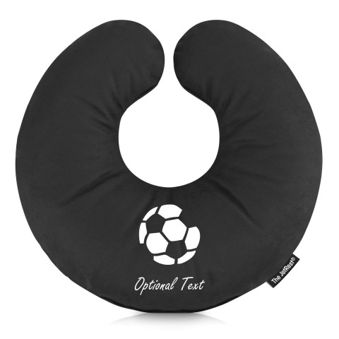 (30cm) with Football Icon - Black Mock Suede Polyester Fabric (Personalised with Text)