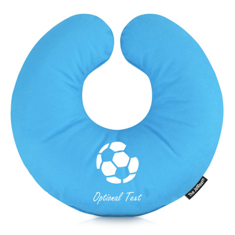 (30cm) with Football Icon - Sky Blue Mock Suede Polyester Fabric (Personalised with Text)