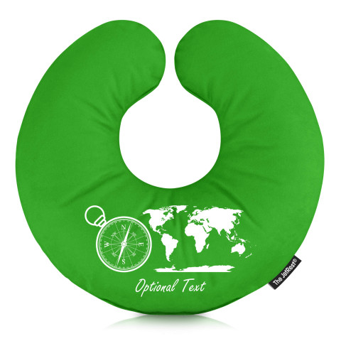 (30cm) with Globe and Compass Icons - Bright Green Mock Suede Polyester Fabric (Personalised with Text)