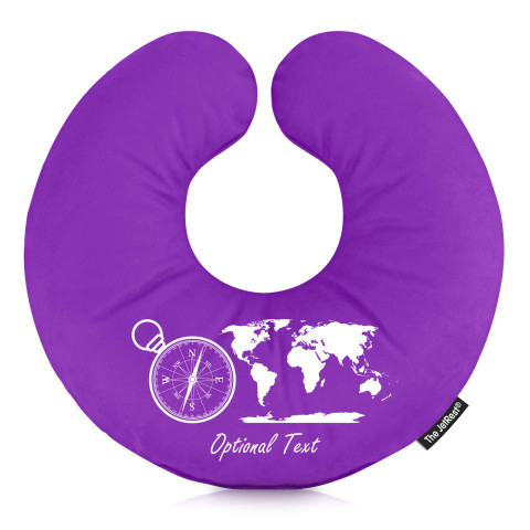 (30cm) with Globe and Compass Icons - Purple Mock Suede Polyester Fabric (Personalised with Text)
