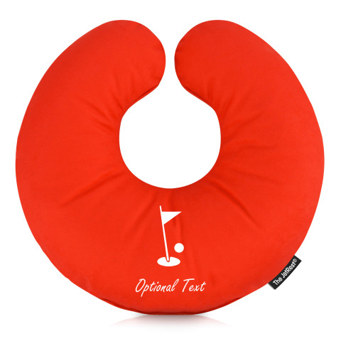 (30cm) with Golf Icon - Red Mock Suede Polyester Fabric (Personalised with Text)