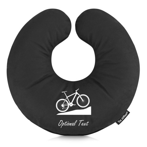 (30cm) with Mountain Biking Icon - Black Mock Suede Polyester Fabric (Personalised with Text)