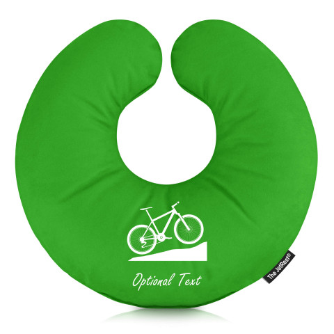 (30cm) with Mountain Biking Icon - Bright Green Mock Suede Polyester Fabric (Personalised with Text)