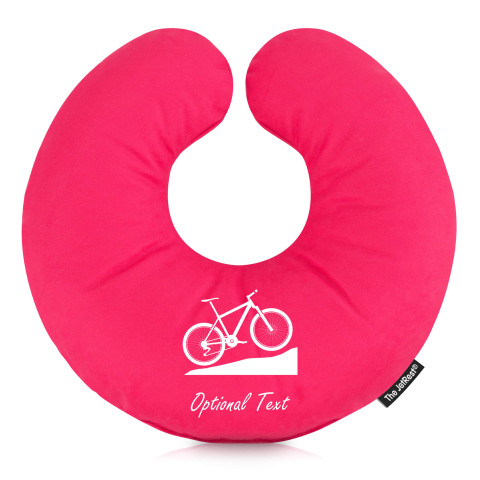 (30cm) with Mountain Biking Icon - Fuchsia Pink Mock Suede Polyester Fabric (Personalised with Text)