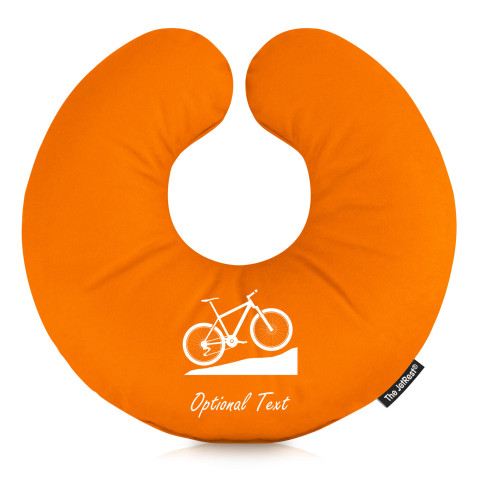 (30cm) with Mountain Biking Icon - Orange Mock Suede Polyester Fabric (Personalised with Text)