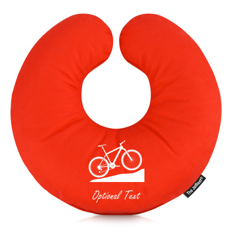 (30cm) with Mountain Biking Icon - Red Mock Suede Polyester Fabric (Personalised with Text)
