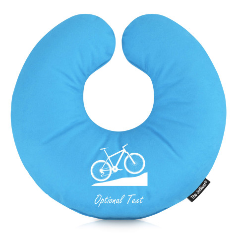 (30cm) with Mountain Biking Icon - Sky Blue Mock Suede Polyester Fabric (Personalised with Text)