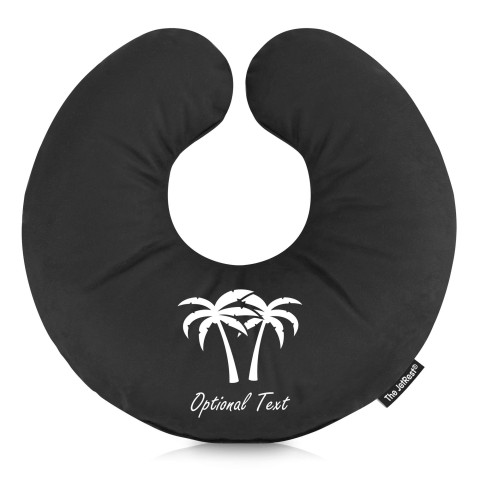 (30cm) with Palm Tree Icons - Black Mock Suede Polyester Fabric (Personalised with Text)