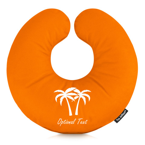 (30cm) with Palm Tree Icons - Orange Mock Suede Polyester Fabric (Personalised with Text)