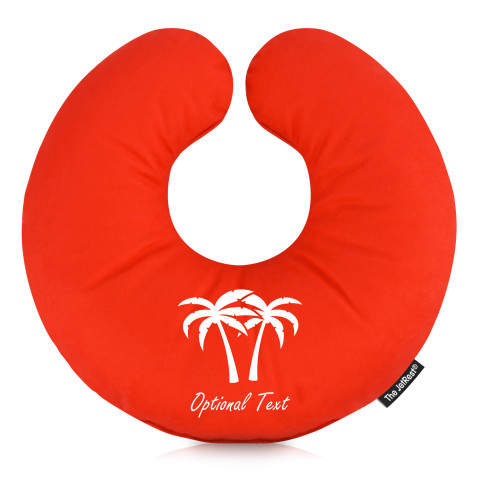 (30cm) with Palm Tree Icons - Red Mock Suede Polyester Fabric (Personalised with Text)