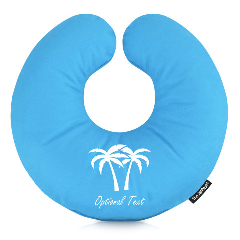 (30cm) with Palm Tree Icons - Sky Blue Mock Suede Polyester Fabric (Personalised with Text)