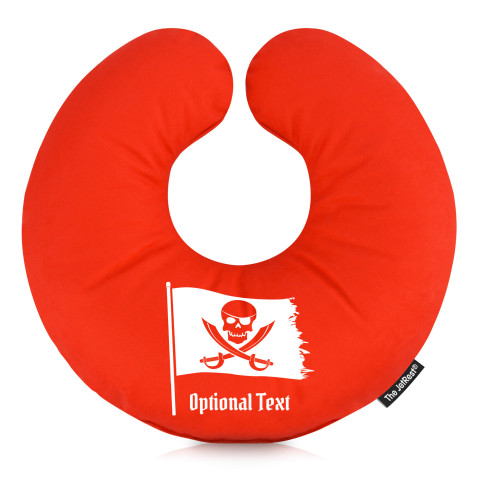 (30cm) with Pirate Flag Icon - Red Mock Suede Polyester Fabric (Personalised with Text)