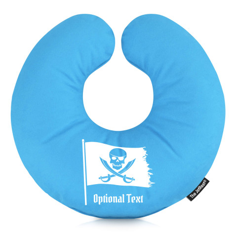 (30cm) with Pirate Flag Icon - Sky Blue Mock Suede Polyester Fabric (Personalised with Text)