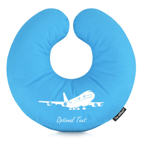 (30cm) with Plane Icon - Sky Blue Mock Suede Polyester Fabric (Personalised with Text)