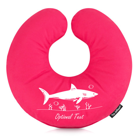 (30cm) with Shark Seascape Icons - Fuchsia Pink Mock Suede Polyester Fabric (Personalised with Text)