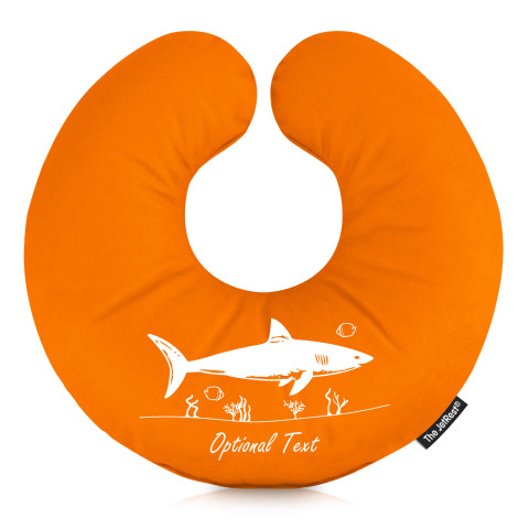 (30cm) with Shark Seascape Icons - Orange Mock Suede Polyester Fabric (Personalised with Text)