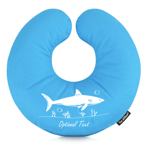 (30cm) with Shark Seascape Icons - Sky Blue Mock Suede Polyester Fabric (Personalised with Text)