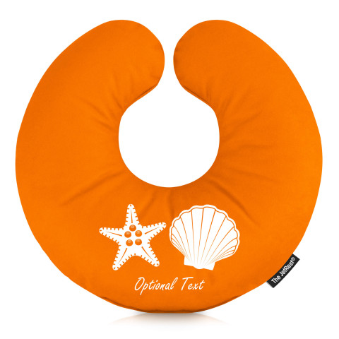 (30cm) with Starfish & Shell Icons - Orange Mock Suede Polyester Fabric (Personalised with Text)