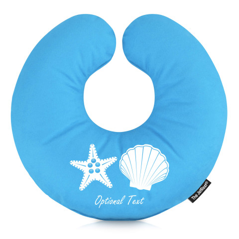 (30cm) with Starfish & Shell Icons - Sky Blue Mock Suede Polyester Fabric (Personalised with Text)