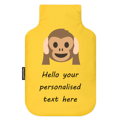 Standard (2 Litre) Size - Hear no Evil Monkey Mock Suede Polyester Fabric (Personalised with Text)