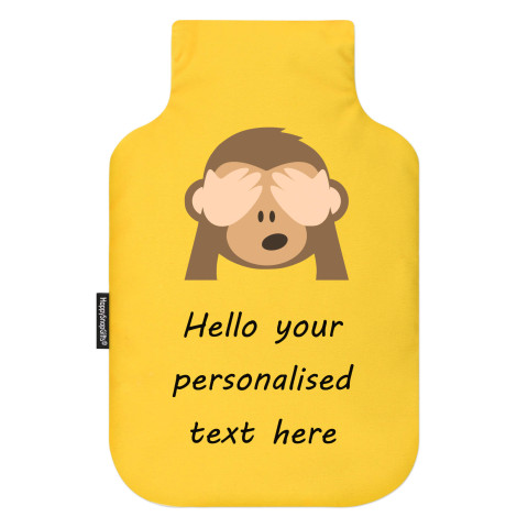 Standard (2 Litre) Size - See no Evil Monkey Mock Suede Polyester Fabric (Personalised with Text)