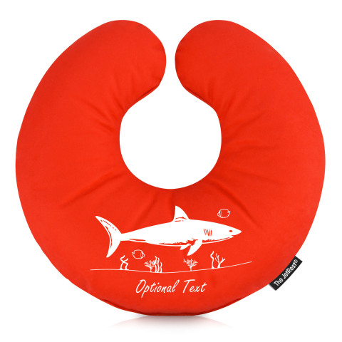 with Shark Seascape Icons - Red Mock Suede Polyester Fabric