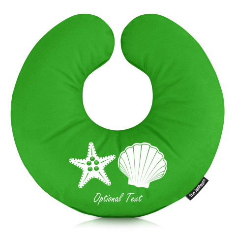 with Starfish & Shell Icons - Bright Green Mock Suede Polyester Fabric (Personalised with Text)
