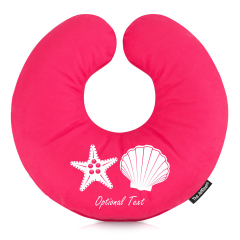 with Starfish & Shell Icons - Fuchsia Pink Mock Suede Polyester Fabric