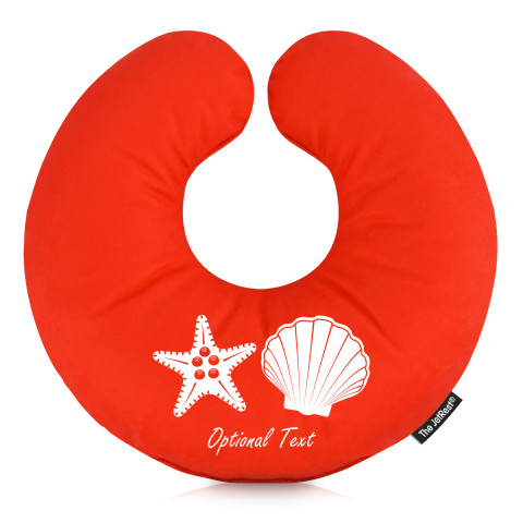 with Starfish & Shell Icons - Red Mock Suede Polyester Fabric