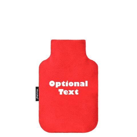 - Mini (750ml) and 'Pillow Case Style' Removable Cover - Red Fleece Fabric (Personalised with Text)