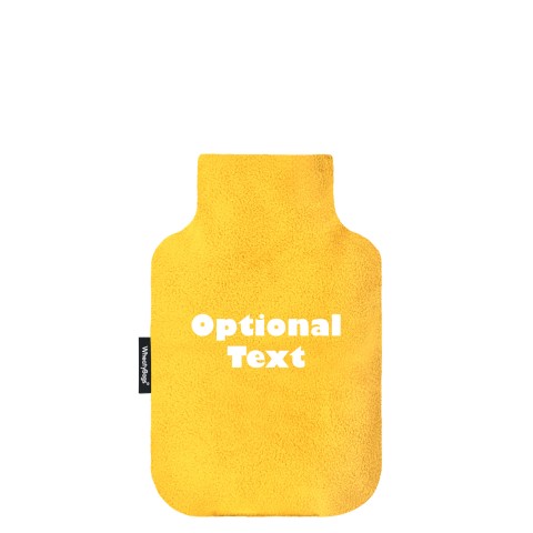 - Mini (750ml) and 'Pillow Case Style' Removable Cover - Yellow Fleece Fabric (Personalised with Text)