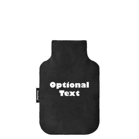 - Mini (750ml) and 'Pillow Case Style' Removable Cover - Black Fleece Fabric (Personalised with Text)