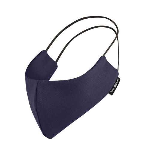 (Small) - Navy Blue Cotton Fabric Round the Head Elastic (Personalised with Text) (2 Layer Cotton Construction)