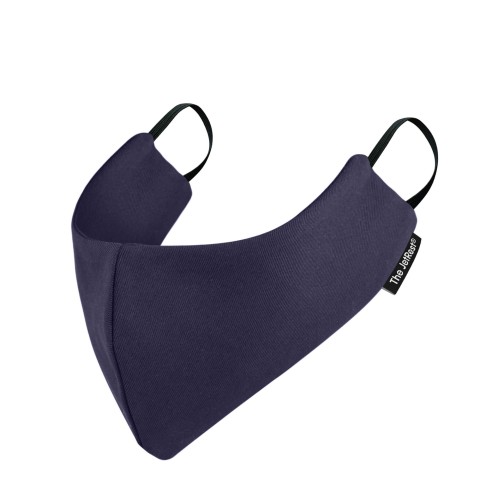 (Regular) - Navy Blue Cotton Fabric Round the Ear Elastic (Personalised with Text) (2 Layer Cotton Construction)