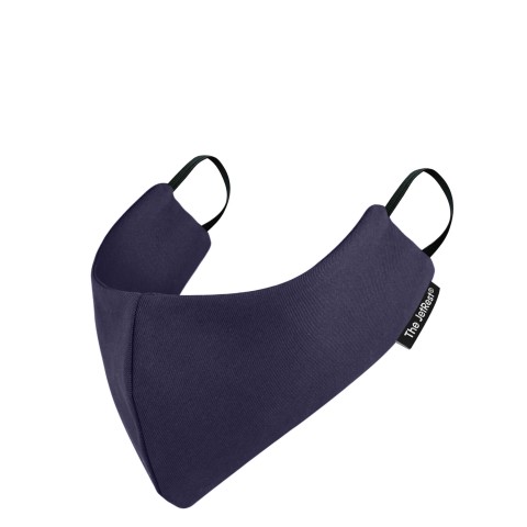 (Small) - Navy Blue Cotton Fabric Round the Ear Elastic (Personalised with Text) (2 Layer Cotton Construction)